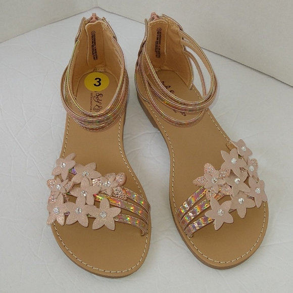Litmus slip on gold rose girl flat sandals size 3 - Picture 4 of 10